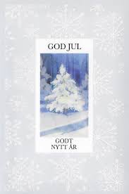 Norwegian holiday card w tree snow